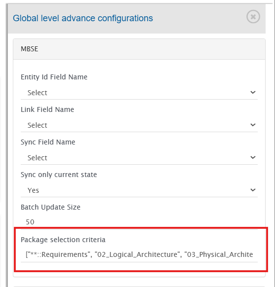 Package Selection Criteria Configuration